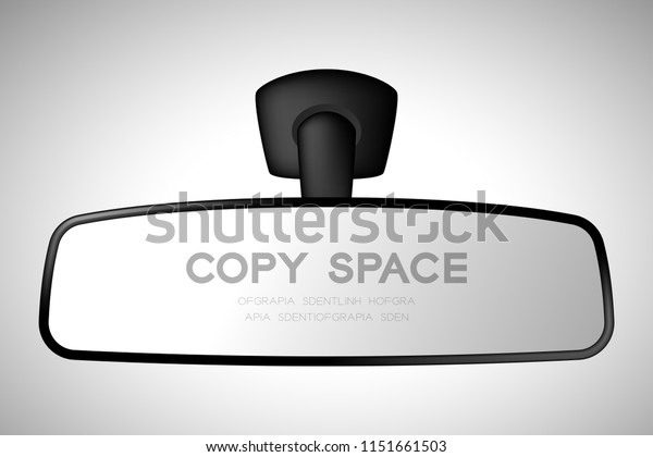 Mock-up rear view\
mirror inside car illustration black color isolated on gradient\
background, with copy\
space