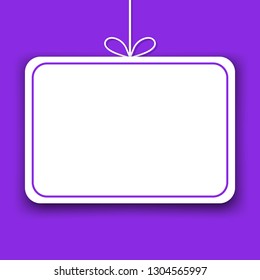 Mockup. Rectangle paper template with space for text isolated on proton purple background. Vector illustration for your design.