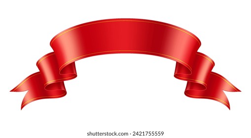 Mockup red ribbon realistic vector illustration. Colorful fabric strip with template 3d model on white background. Vintage design element,Mockup red ribbon realistic vector illustration.