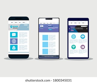 web con capacidad de respuesta a bromas, desarrollo de sitios web de concepto en el diseño de ilustraciones vectoriales de smartphones