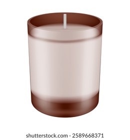 Mockup of a scented candle in brown glass holder. Candle in a jar