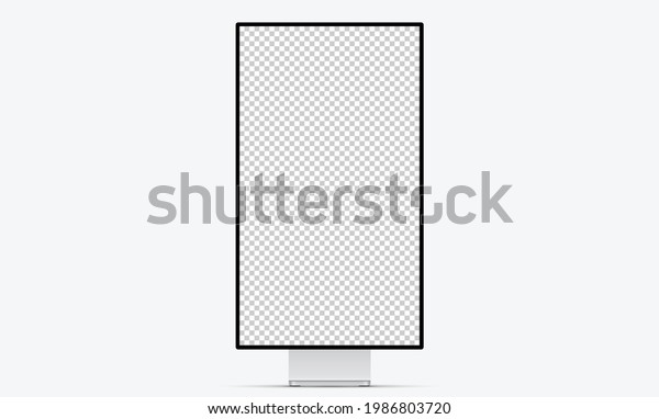 Mockup
screen monitor display. Silver computer monitor with blank screen
for your design. Realistic vector
illustration	