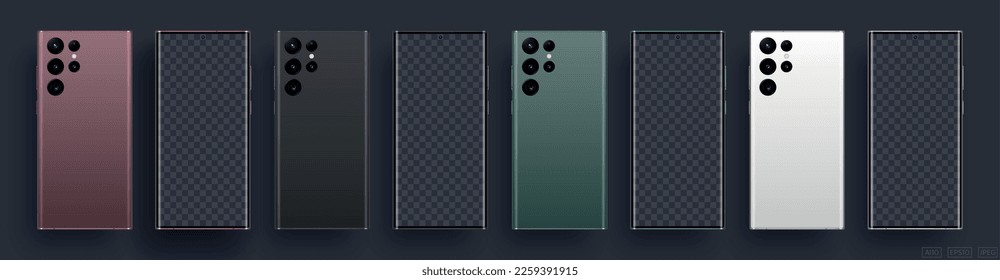 Mock-up screen smartphone and backside smartphone. Vector illustration