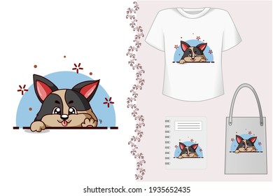 Mockup set, brown dog with cute pose