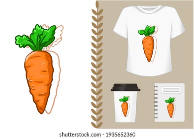 Mockup set, carrot vector illustration