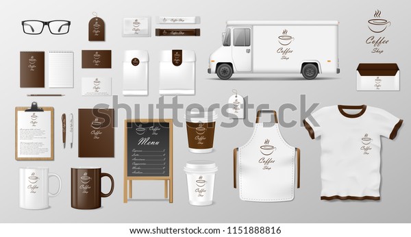 Mockup Set Coffee Shop Cafe Restaurant Stock Vector Royalty Free