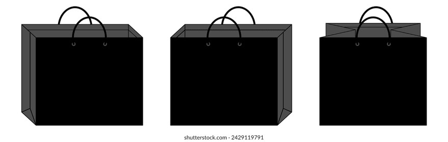 
Mockup set of Realistic Shopping Bag for branding and corporate identity design. . Paper package template isolated on white. 3D realistic vector illustration vector.