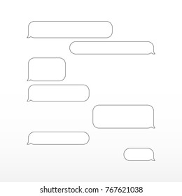 Mockup short message service bubbles with place for text chat text boxes. Contour empty messaging bubbles.