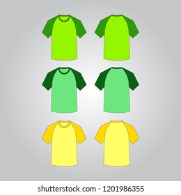 mockup short plain raglan shirts with various colors