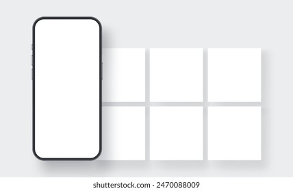 Mockup To Showcase Design Of Social Media Posts. Smartphone And Blank Screens. Vector Illustration