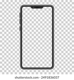 Mockup smart phone isolated on light transparent background. Smartphone with empty screen for UI and UX design. Vector illustration