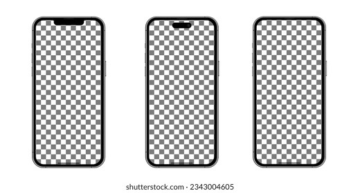 Conjunto de vector de smartphone de mockup para diseños de plantillas y diseño página web y aplicación en plantilla de manzana