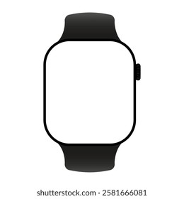 Mockup of a smart watch screen. Black frame. Gadget display with an empty screen isolated on transparent background	