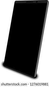 A mockup smartphone with black screen standing on white background