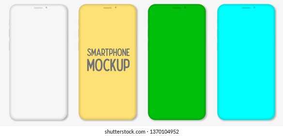 Mockup smartphone with blank screen isolated on white background. Mockup to showcasing mobile web-site design or screenshots your applications. Vector illustration