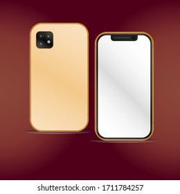 Mockup smartphone cream color three cameras