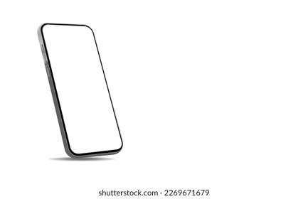 Mockup smartphone device tilted sideways with empty space for text. Vector illustration.