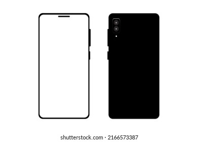 mockup smartphones have a blank screen. On a white background Modern digital devices Show view of front and back. Vector illustration