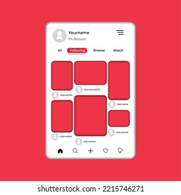 Mockup for social network Mobilephone app template Vector