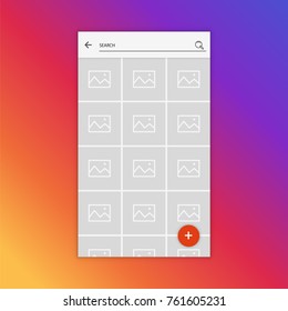 Mockup of social network search inspired by social media. Modern design. Vector illustration.