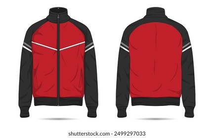 Sportjacke, Trainingsjacke, Trainingsanzugvorlage. Vektorgrafik