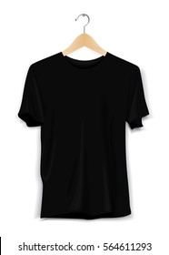 Mock-up T shirt Template Hanger Advertising Store Fashion Casual Apparel Black