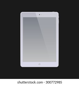 Mockup of a tablet with blank grey screen.