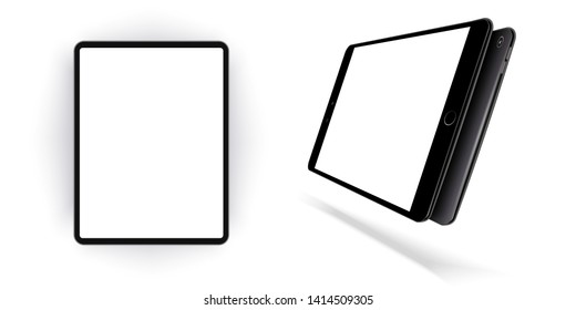 Mockup tablet collection set isolated on white vector design. Outline mockup electronics devices phone monitor lines realistic simple isolated 3d vector set