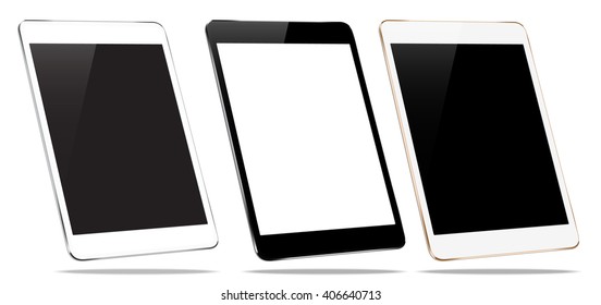 mockup tablet collection set isolated on white vector design