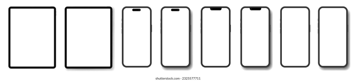 Mockup of a tablet screen. Social media promotion. Advertising on a smartphone display. Device front view. 3D smart pad with shadow. Cell phone