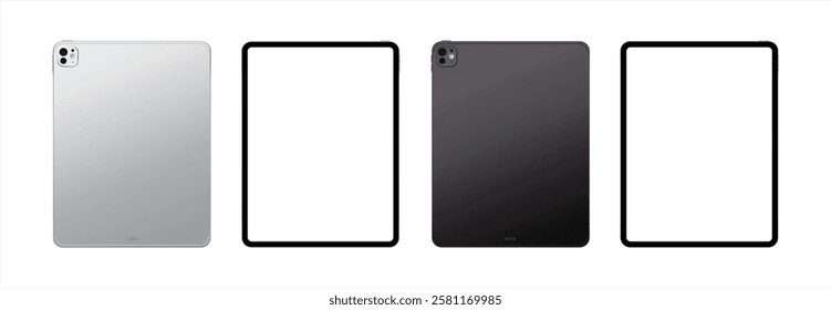 Mock-up tablet silver and black color with blank screen for your design. Vector 10 eps.