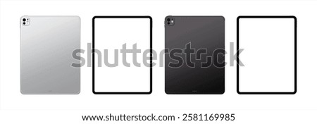 Mock-up tablet silver and black color with blank screen for your design. Vector 10 eps.