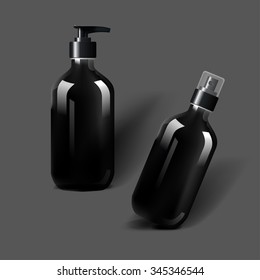 Mockup template for branding and product designs. Isolated realistic bottles with shadows. Easy to use for advertising and cosmetic products.