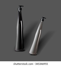 Mockup template for branding and product designs. Isolated realistic bottles with shadows. Easy to use for advertising and cosmetic products.