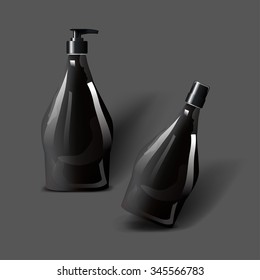 Mockup template for branding and product designs. Isolated realistic bottles with shadows. Easy to use for advertising and cosmetic products.