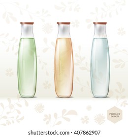 Mockup template for branding and product designs. Isolated realistic transparent bottles with unique design. Easy to use for advertising branding and marketing.