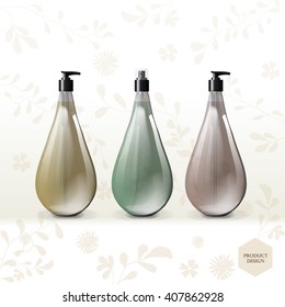 Mockup template for branding and product designs. Isolated realistic transparent bottles with unique design. Easy to use for advertising branding and marketing.
