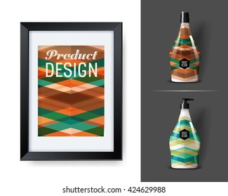 Mock-up template for branding and product designs. Isolated realistic bottles with poster and unique sample design. Easy to use for advertising branding and marketing.