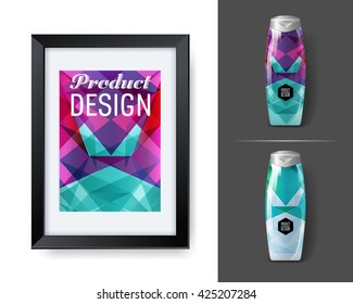 Mockup template for branding and product designs. Isolated realistic bottles with poster and unique sample design. Easy to use for advertising branding and marketing.