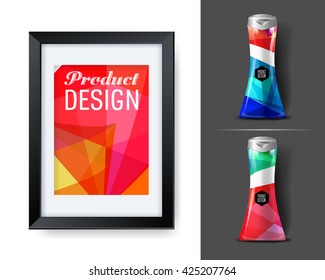 Mockup template for branding and product designs. Isolated realistic bottles with poster and unique sample design. Easy to use for advertising branding and marketing.
