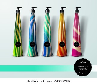 Mockup template for branding and product designs. Isolated realistic bottles with poster and unique sample design. Easy to use for advertising branding and marketing.