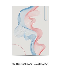 Mockup template of editable soft color cover design with fluid wireframe artwork for graphic design needs on vertical background 52