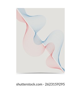 Mockup template of editable soft color cover design with fluid wireframe artwork for graphic design needs on vertical background 48