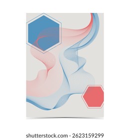 Mockup template of editable soft color cover design with fluid wireframe artwork for graphic design needs on vertical background 51