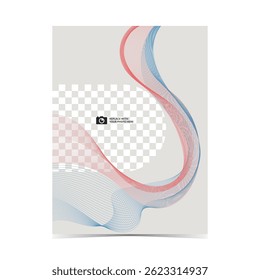 Mockup-Vorlage von bearbeitbaren weichen Farbabdeckung Design mit fließenden Drahtgitter-Artwork und Foto-Einsatz Option auf vertikalem Hintergrund 60