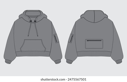 Mockup template hoodie jacket with pocket