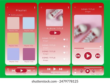 Mockup template for music player and display application charts for the most popular songs. Music playlist Template with two color theme and white background.