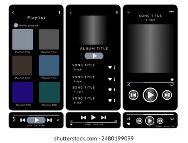 Mockup template for music player and display application charts for the most popular songs. Music playlist Template with two color theme and white background.
