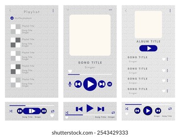 Mockup template for music player and playlist display for the mobile application. Music playlist Template with 3 color combination and 3D texture and pattern as background.