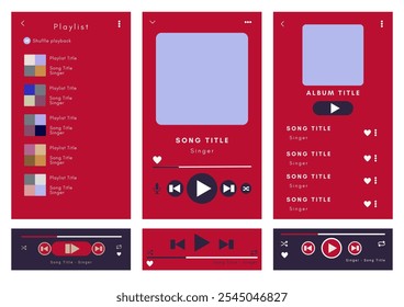 Mockup template for music player and playlist display for the mobile application. Music playlist Template with two color combination and white background.